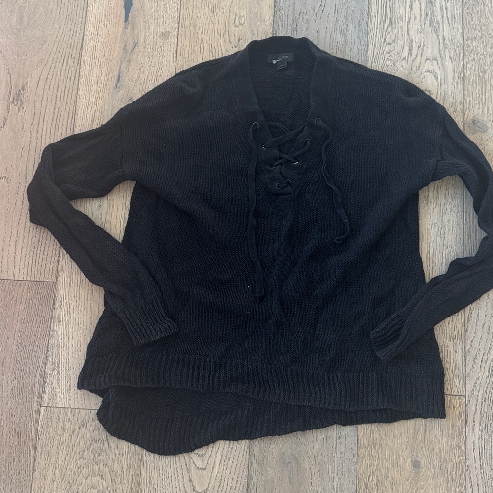 J.Crew knit lace up sweater black small